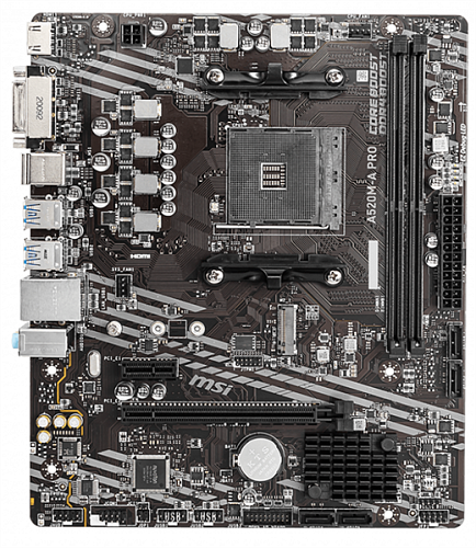 Материнская плата MSI A520M-A PRO Soc-AM4 AMD A520 2xDDR4 mATX AC`97 8ch(7.1) GbLAN RAID+DVI+HDMI