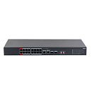 Коммутатор Dahua DH-S3218-16ET-190 16-портовый неуправляемый с РоЕ, 16xRJ45 100Mb, 2 комбо SFP/RJ45 1Gb uplink, суммарно 190Вт