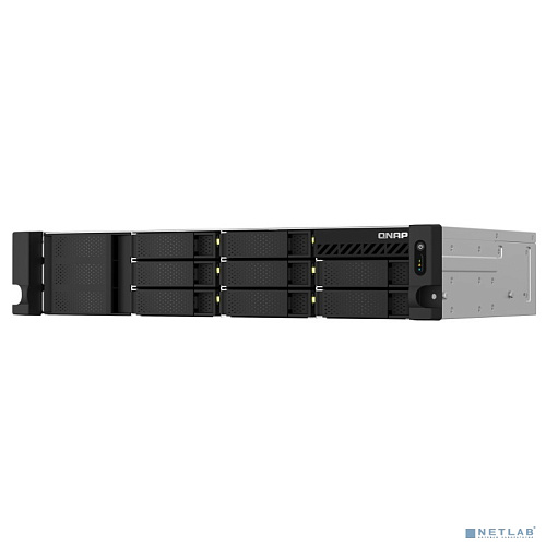 сетевое хранилище без дисков/ smb qnap ts-873aeu-rp-4g nas 8 hdd trays, 2x 2.5 gbe. 64-bit 4-core amd v1500b 2,2 ghz, 4 gb. ram (1*4 gb) up to 32gb (2