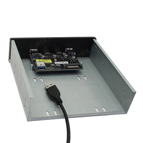 ORIENT C192, Планка портов 5.25" на переднюю панель 2xUSB Type-C + 2xUSB 3.0 (USB3.2 Gen1), 20Pin кабель 50см, металл, oem (31349)