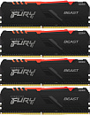 Память оперативная Kingston 64GB 3000MHz DDR4 CL15 DIMM (Kit of 4) 1Gx8 FURY Beast RGB
