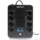 SMARTWATT UPS SAFE PRO LCD 800 {линейно-интерактивный, 800/480 ВА/Вт, напольный/настенный, LCD дисплей, Shuko CEE7/4 - 8 шт. (4 шт. с резервным питани