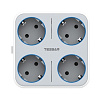 TESSAN TS-302-DE Grey Сетевой фильтр с 4 розетками 220В и 3 USB портами и кнопкой питания {80001839}