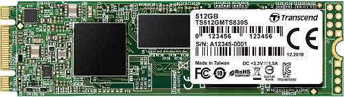 Твердотельный накопитель/ Transcend SSD 830S, 512GB, M.2(22x80mm), SATA3, 3D TLC, R/W 560/500MB/s, IOPs 80 000/85 000, DRAM buffer 512MB, TBW 280,