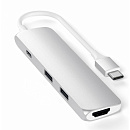 Концентратор Satechi Slim Aluminum Type-C Multi-Port Adapter 4K ST-CMAS интерфейс USB-C, порты: USB Type-C, 2хUSB 3.0, 4K HDMI, серебряный