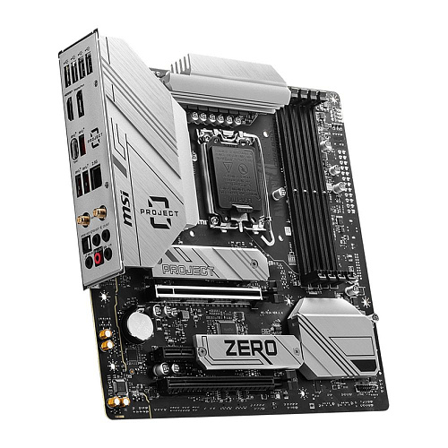 Материнская плата MSI B760M PROJECT ZERO B760, LGA1700, 4*DDR5, 2*PCIEx16, 1*PCIEx1, 2*M.2, 2*TypeC, 3*USB3.2Gen2, 2*USB3.2Gen1, 8*USB2.0, 4*SATA3.0,