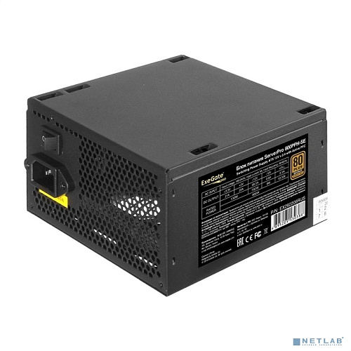 Exegate EX292206RUS Серверный БП 800W ExeGate ServerPRO 80 PLUS® Bronze 800PPH-SE (ATX, for 3U+ cases, APFC, КПД 89% (80 PLUS Bronze), 12cm fan, 24pin