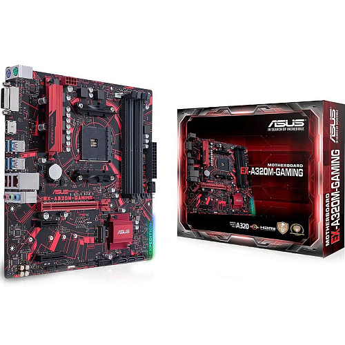 Материнская плата ASUS EX-A320M-GAMING AM4 mATX 4xDDR4 PCIEx16 PCIEx4 PICEx1 M.2 HDMI DVI GLAN (10) {10}