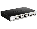 Коммутатор D-Link Управляемый L2 коммутатор, 16x1000Base-T, 4x1000Base-X SFP, защита от статического электричества до 6 кВ, CLI, консольный порт RJ-45
