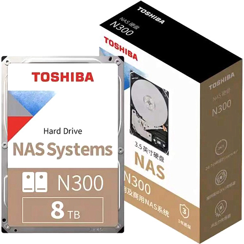 Жесткий диск/ HDD Toshiba N300 NAS SATA3 8Tb 3.5"" 7200 256Mb 1 year warranty (analog HDWG180UZSVA)