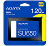 Твердотельный накопитель/ ADATA SSD Ultimate SU650, 120GB, 2.5" 7mm, SATA3, 3D TLC, R/W 520/320MB/s, IOPs 20 000/75 000, TBW 70, DWPD 0.5 (3 года)