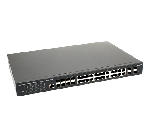 PoE Коммутатор OSNOVO SW-32G4X-3L Управляемый L3 PoE коммутатор Gigabit Ethernet на 16xGE RJ-45 c PoE + 8xGE Combo (RJ-45 + SFP) + 4x1G/10G SFP+ Uplin