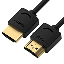 GCR Кабель HDMI 2.0 SLIM, 0.5m, черный, OD3.8mm, HDR 4:2:2, Ultra HD, 4K 60 fps 60Hz, 3D, AUDIO, 18.0 Гбит/с, 30/30 AWG (HM502)