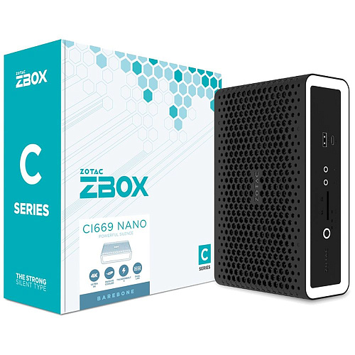 Платформа системного блока с ЦПУ Zotac ZOTAC ZBOX NANO, SFF, FANLESS, i7-1355U, 2 DDR5 SODIMM, M.2 SSD, 2.5" SATAIII BAY, 2 GLAN, WIFI, BT, USBDRV, DP