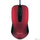Gembird MOP-400-R красный USB {Мышь, бесшумный клик, 2 кнопки+колесо кнопка, 1000 DPI, soft-touch, кабель 1.45м, блистер}