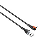 LDNIO LS561/ USB кабель Type-C/ 1m/ 2.4A/ медь: 86 жил/ Угловой коннектор/ Нейлон/ Black&Orange