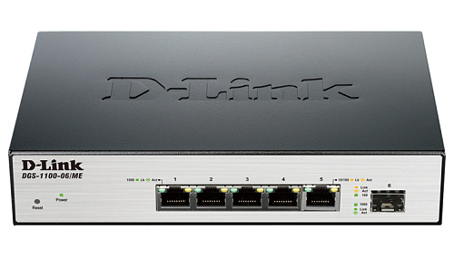 Коммутатор D-LINK Managed L2 Metro Ethernet Switch 5х1000Base-T, 1х1000Base-X SFP, Surge 6KV, CLI