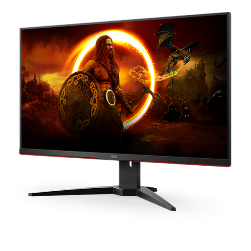 28" AOC U28G2AE/BK 3840x2160@60Гц IPS LED 16:9 4ms 2*HDMI DP 80M:1 1000:1 178/178 300cd Tilt Speakers Black/Red