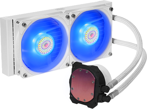 Система охлаждения/ Cooler Master MasterLiquid ML240L V2 RGB White Edition (210W, 240mm, RGB, fans: 2x120mm/62CFM/27dBa/1800rpm, 1700/1200/115X/2066