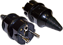 Вилка Вилка CEE 7/7 Schuko, 16A, 250V, прямая, разборная, черная