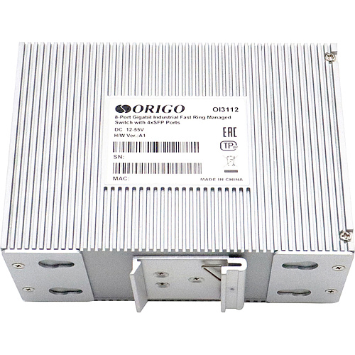 Коммутатор ORIGO Коммутатор/ Managed L2 Industrial Fast Ring Switch 8x1000Base-T, 4x1000Base-X SFP, Surge 4KV, -40 to 75°C