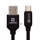 Harper Силиконовый Кабель для зарядки и синхронизации USB - USB type-C , SCH-730 black (1м, способны заряжать устройства до 2х ампер)