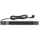 754 Rapan-PDU8 S-C13 PDU 1U 8 розеток IEC C13, выключатель с подсветкой, 220 В, 10A, кабель 2м с вилкой Schuko