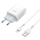 HOCO HC-12998 C72A/ Сетевое ЗУ + Кабель Lightning 1m/ 1 USB/ Выход: 10.5W/ White