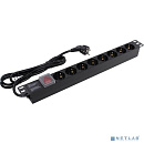 Exegate EX280842RUS Блок розеток ExeGate ServerPro PDU-19H803 Al-8S-EU2-SW, 19",1U,алюм, 8Schuko, евровилка, 2м