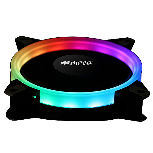 вентилятор для корпуса/ Single ring, RGB fan HIPER HCF1251-03, 120*120*25mm (38.5CFM, 1200RPM, 3+4PIN)