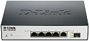 Коммутатор D-LINK Настраиваемый компактный EasySmart с 5 портами/ 5-ports UTP 10/100/1000Mbps + 1-port 1000Mbps SFP, Layer 2 EasySmart Gigabit Switch, 11"