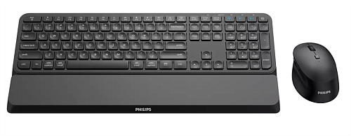 Philips Беспроводной Комплект SPT6607B (Клавиатура SPK6607B+Мышь SPK7607B) 2,4 GHz , Bluetooth 3.0/5.0 Black 110 клав/7 кнопки 800-3200dpi, русская за