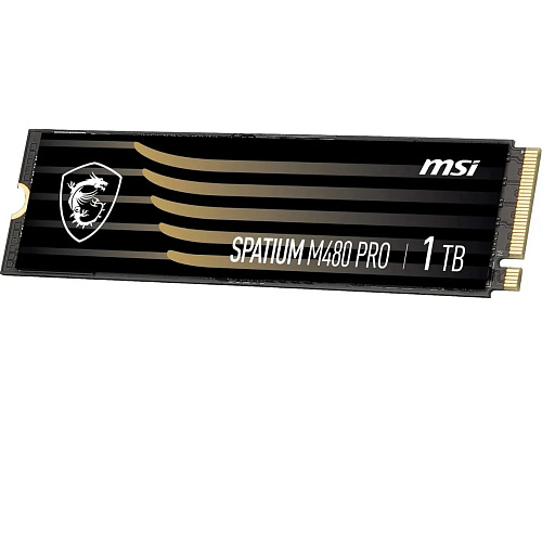 Твердотельный накопитель MSI SSD SPATIUM M480 Pro, 1000GB, M.2(22x80mm), NVMe, PCIe 4.0 x4, 3D TLC, R/W 7400/6000, IOPs 750 000/1 000 000, DRAM