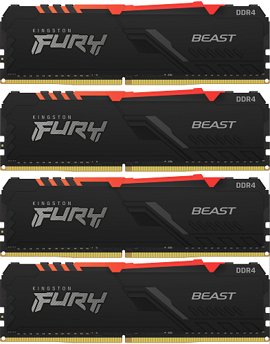 Память оперативная/ Kingston 32GB 2666MHz DDR4 CL16 DIMM (Kit of 4) FURY Beast RGB