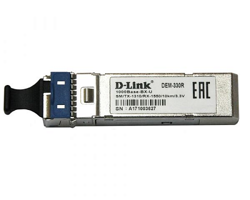 D-Link WDM SFP Transceiver, 1000Base-BX-U, Simplex SC, TX: 1310nm, RX: 1550nm, Single-mode, 3KM