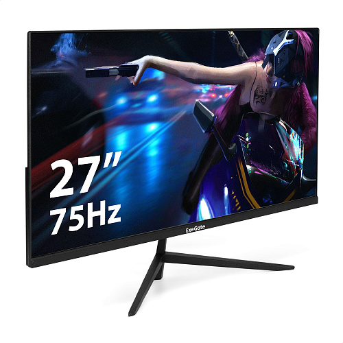 Монитор безрамочный с аудио выходом 27" ExeGate ProSmart EZ2707TA (IPS LED Grade A+, FHD, 1920x1080@75Гц, 16:9, 250cd/m2, 1000:1, 178°/178°, 5ms, D-Su