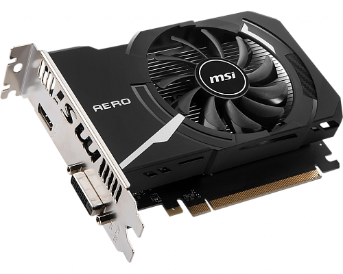 Видеокарта/ VGA MSI NVIDIA GeForce GT 1030 AERO ITX 4GD4 OC 4GB, DDR4/64-bit, PCIe 3.0, 1xHDMI 2.0, 1xDVI-D, 2-slot