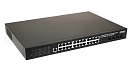 PoE Коммутатор OSNOVO SW-24G4X-1L Управляемый L3 PoE коммутатор на 24xGE RJ-45 c PoE + 4х10G SFP+ порта. Порты: 2 x GE (10/100/1000 Base-T) с PoE (до
