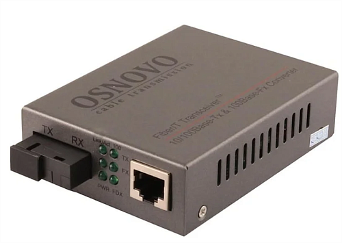 Медиаконвертер OSNOVO OMC-100-11S5a Оптический Fast Ethernet медиаконвертер для передачи Ethernet по одному волокну одномодового оптического кабеля до