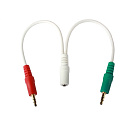Кабель аудио сигнала Cablexpert, джек3.5 нушники + 3.5 микрофон-> джек3.5 4pin, длина 20см, белый (CCA-418W)