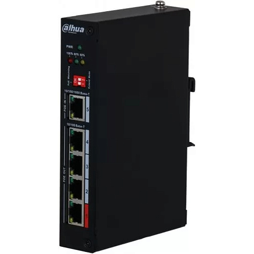 DAHUA DH-PFT1500 4-портовый инжектор, уличное исполнение, 4xRJ45 100Mb (PoE/PoE+/Hi-PoE), суммарно до 85Вт, грозозащита до 6кВ, монтаж на DIN-рейку