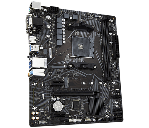 Мат. плата GIGABYTE A520M S2H, AM4, A520, 2*DDR4, 4*SATA, 1*M.2, 4*USB 3.2, 2*USB 2.0, 1*PCIx16, 2*PCIx1, D-Sub+HDMI+DVI, mATX
