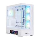корпус ZALMAN P40 DS, ATX, WHITE, WINDOW, 9.1-inch LCD screen, 2xCombo(2.5” or 3.5”), 1x2.5”, 1xUSB TYPE-C, 2xUSB3.0, SIDE 3x120mm ARGB, REAR 1x120mm