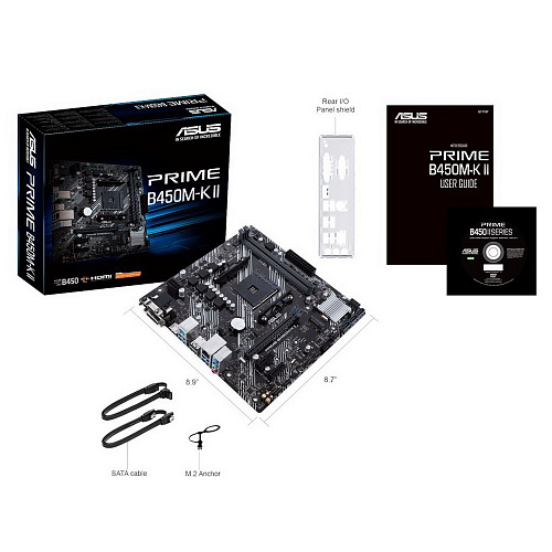 Материнская плата ASUS PRIME B450M-K II AM4 mATX 2xDDR4 PCI-Ex16 2xPCI-Ex1 M.2 HDMI DVI VGA GLAN