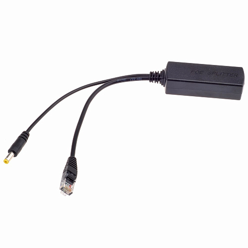 ORIENT POE-485R, 48V->5V, PoE сплиттер (приемник) питания по витой паре, вход: RJ45 PoE-A/B (1/2+,3/6- 4/5+,7/8-), выход: DC 5V, 2.4A + RJ45 LAN 10/10
