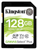 kingston secure digital flash card 128gb sdxc canvas select plus 100r c10 uhs-i u3 v30