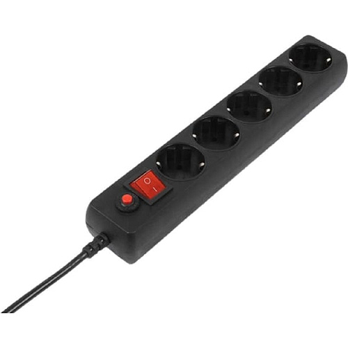 Filum Сетевой фильтр FL-SP3-5-3M-BL, 3 м., черный, 2200 Вт., 5 розеток, коробка {00-01057160}