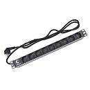 Cabeus PDU-9P-2EU Блок евророзеток для 19" шкафов, гориз., 9 розеток, 16 A, без выключателя, шнур 2м, алюминиевый корпус, немецкий стандарт