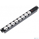 ЦМО Блок силовых розеток 10А без шнура 19" с выключателем, 8 розеток, цвет черный(БР 16-008)