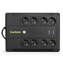 Exegate EX293853RUS ИБП ExeGate NEO NNB-600.LED.AVR.8SH.CH <600VA/360W, LED, AVR, 8*Schuko, 4*USB-порта для зарядки, Black>